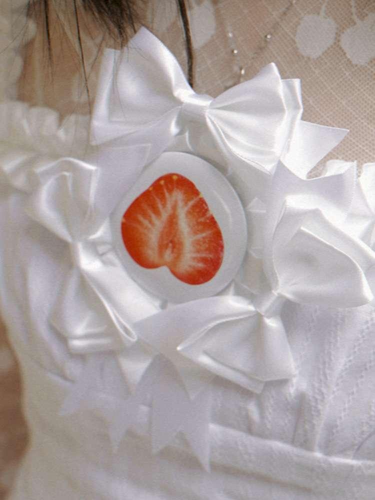 Strawberry Bow Rose Brooch Badge【s0000014942】