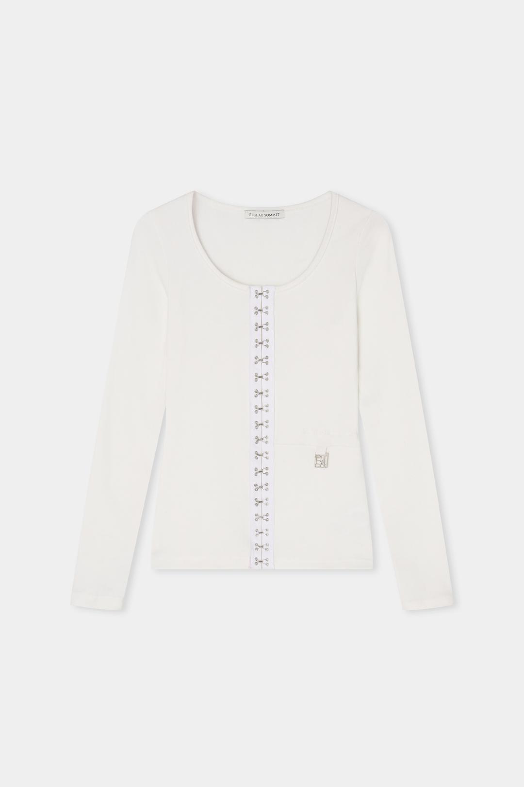 Deep U-neck Rib Cardigan (Ivory)