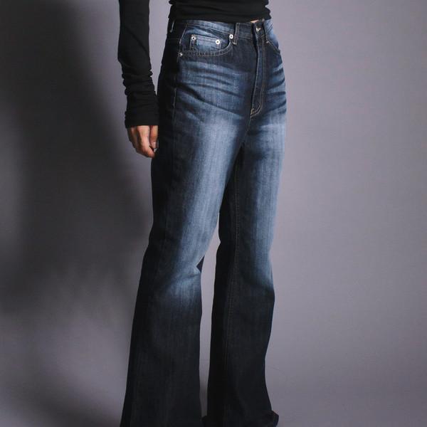 [selected] 딥 블루 캣워싱 부츠컷 팬츠