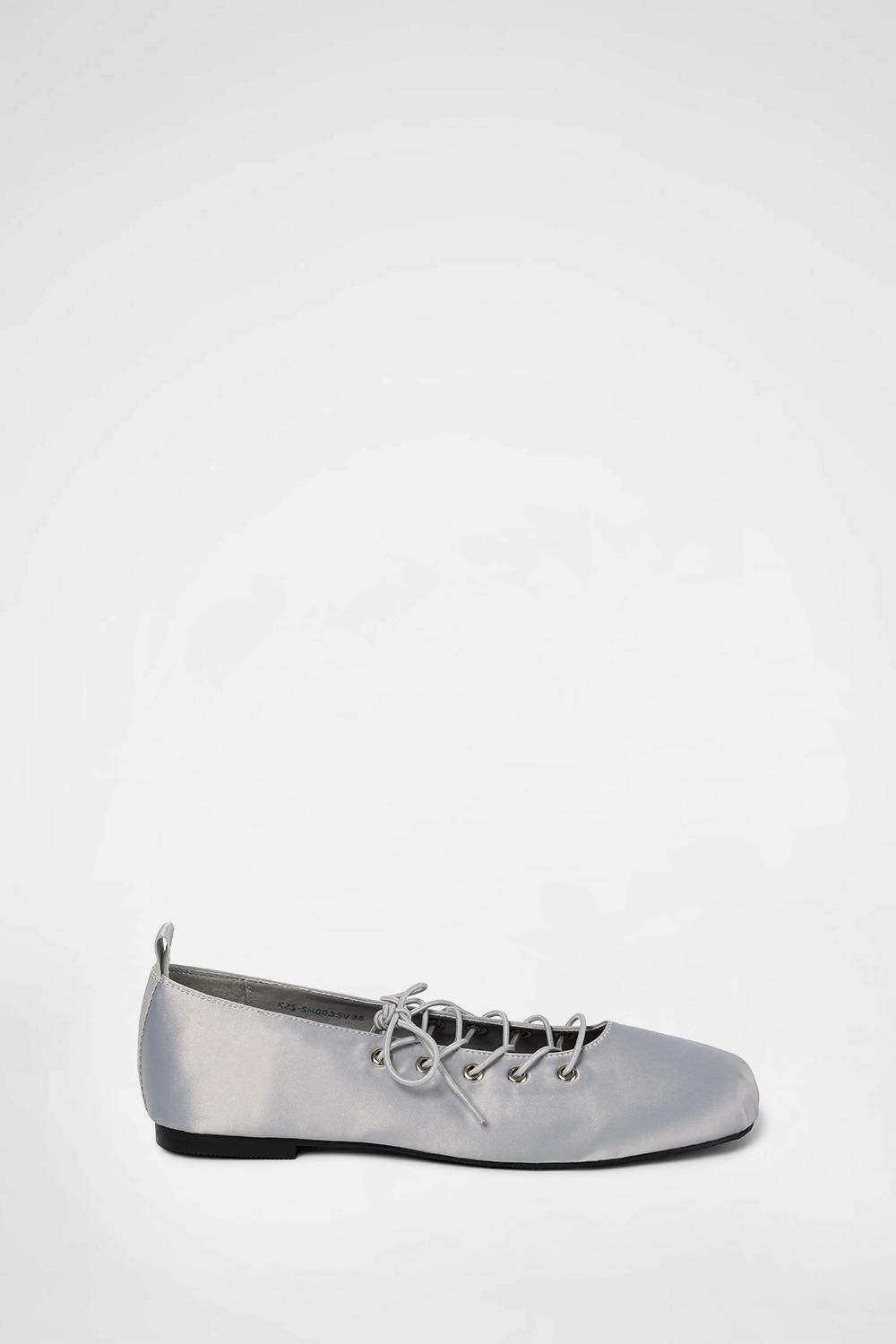 DOLPHIN LACE UP FLATS / SILVER