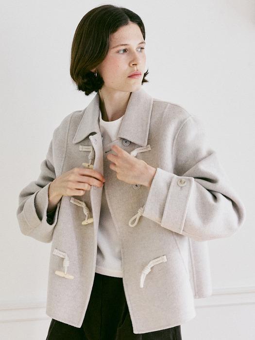 A HANDMADE HERRINGBONE DUFFLE COAT_OATMEAL