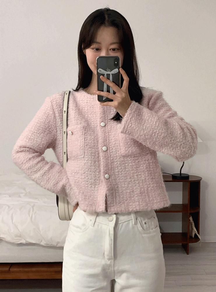 브레아 봄 니트 트위드 가디건