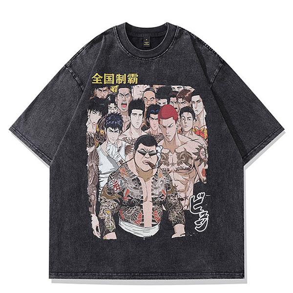 Vintage Black Tattooed Gangsters Printing TEE (4549)