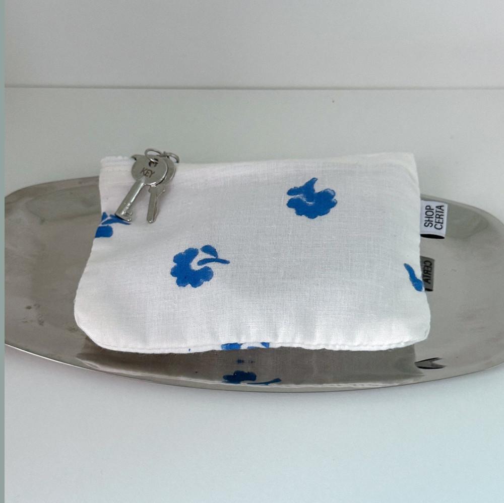 미니 플라워 파우치 블루