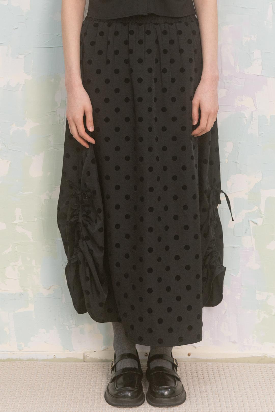 (4차 리오더) 셔링 도트 롱 스커트
