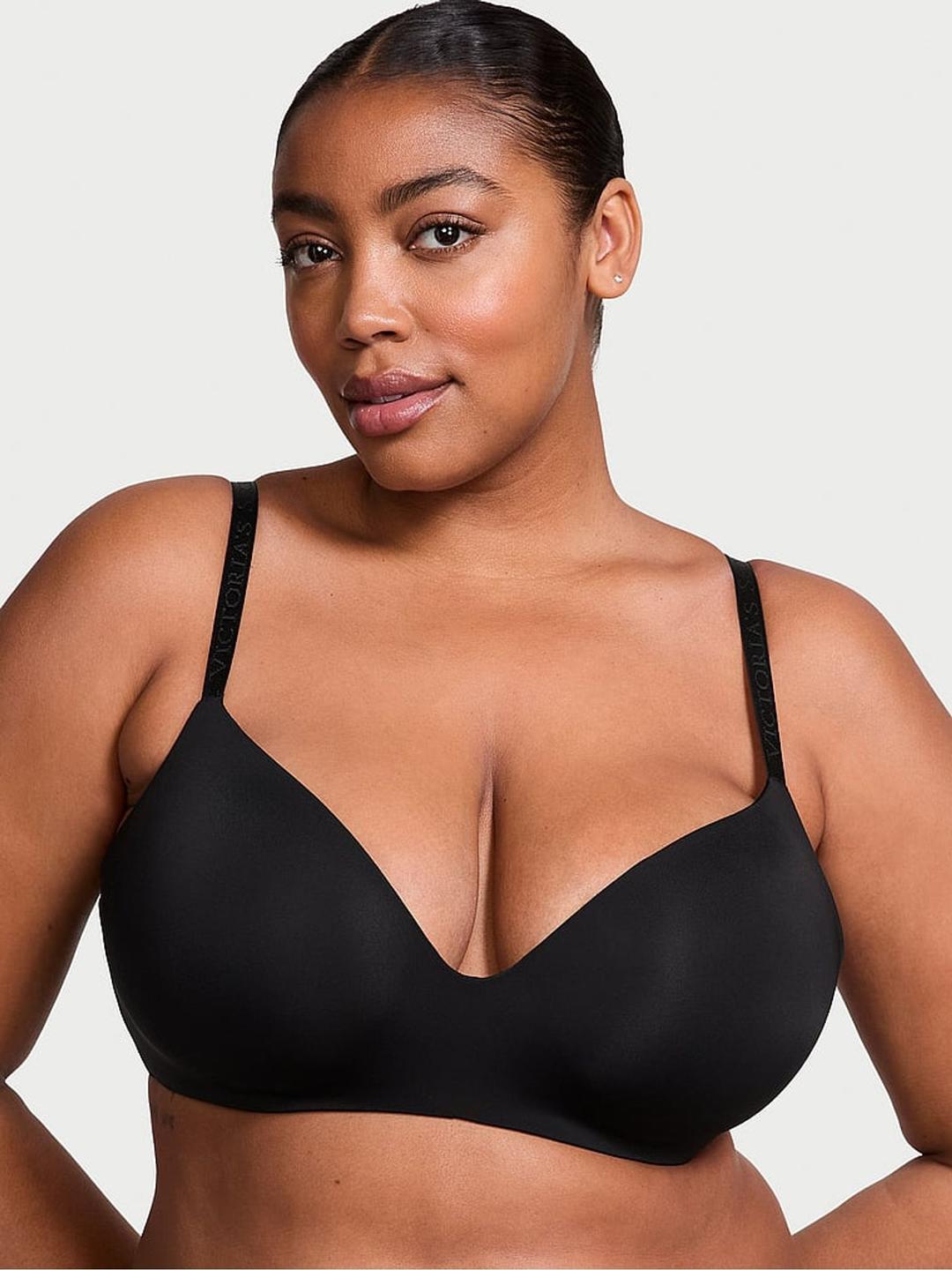 Black Strap Lightly Lined Non Wired Logo Bra