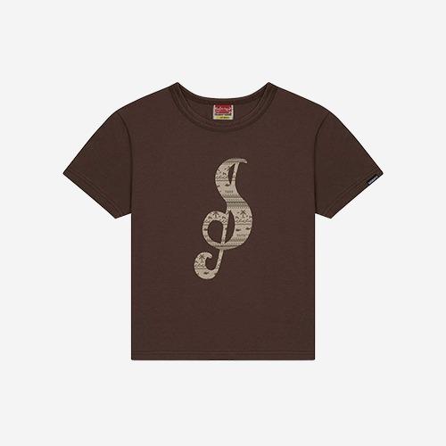 1/2 S CLEF BANDANA TEE (BROWN)