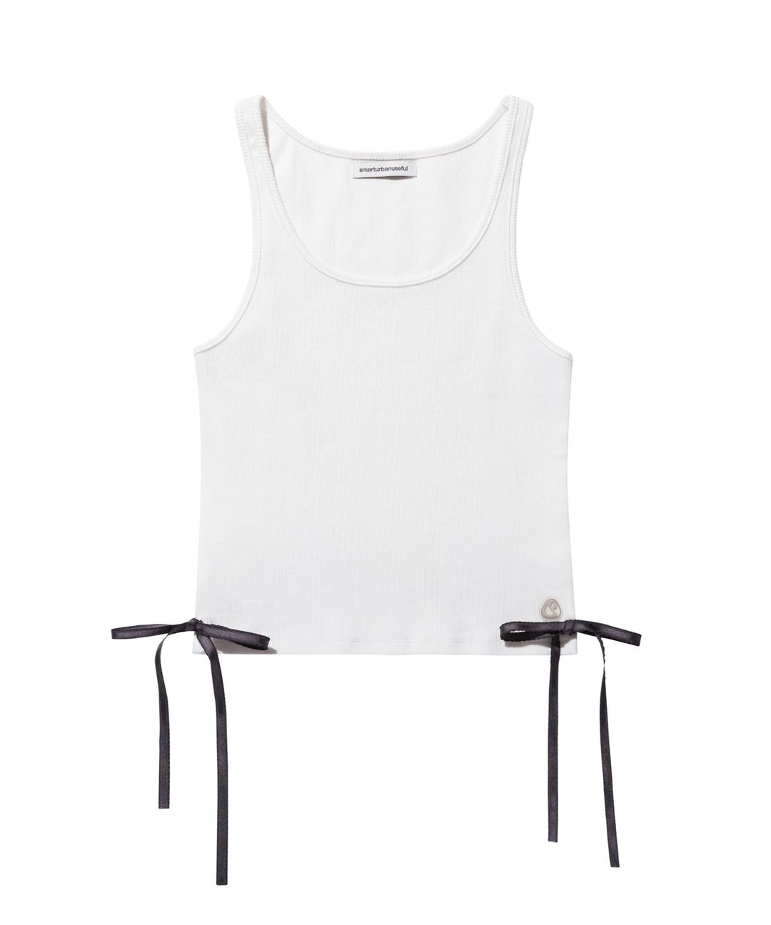 RIBBON PIN SLEEVELESS WHITE
