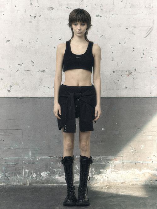 UNBALANCED SHIRT SKIRT, BLACK