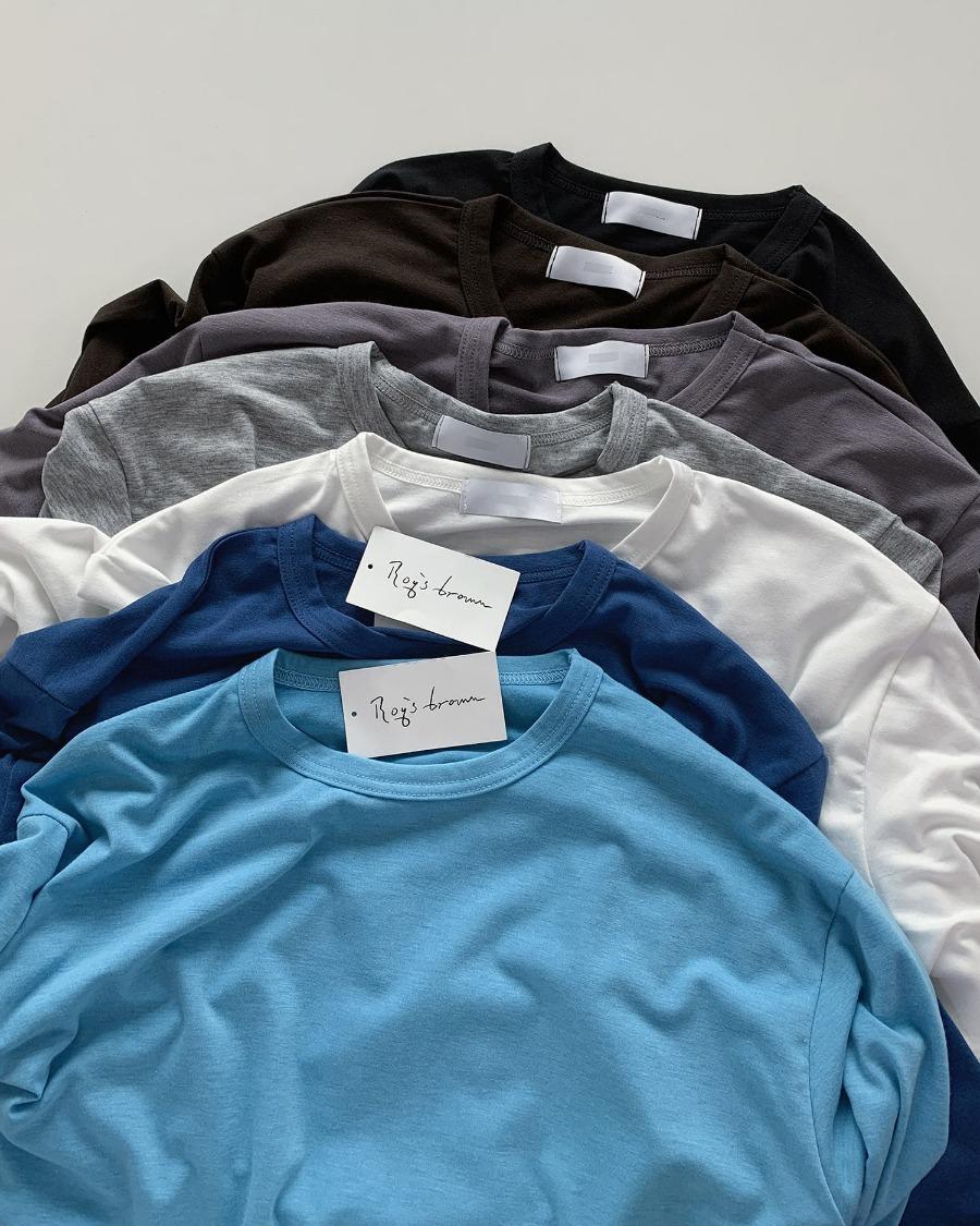 유니 텐셀 크롭 롱 슬리브 티