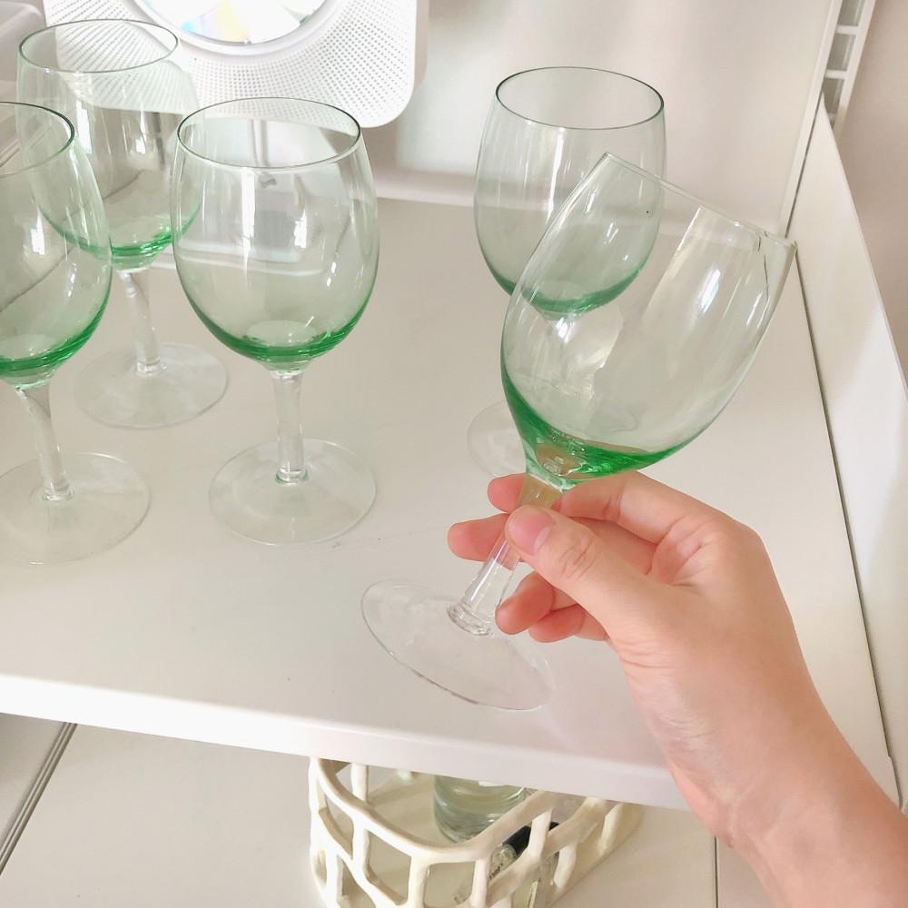 [중고] 빈티지 그린 와인잔 5pcs