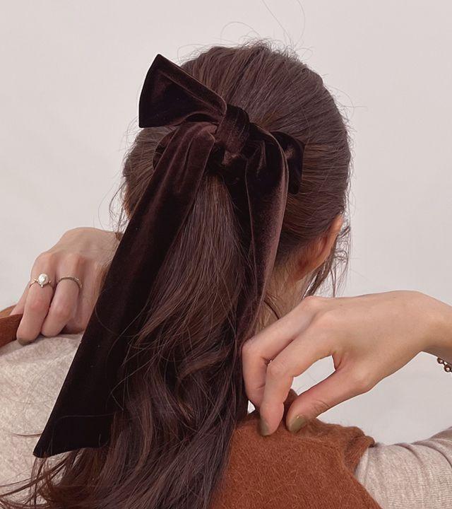 [10시이전 결제 당일발송/국내제작/3colors] 벨벳 빅사이즈 꼬리 곱창밴드 곱창헤어 에이스 리본 곱창머리끈