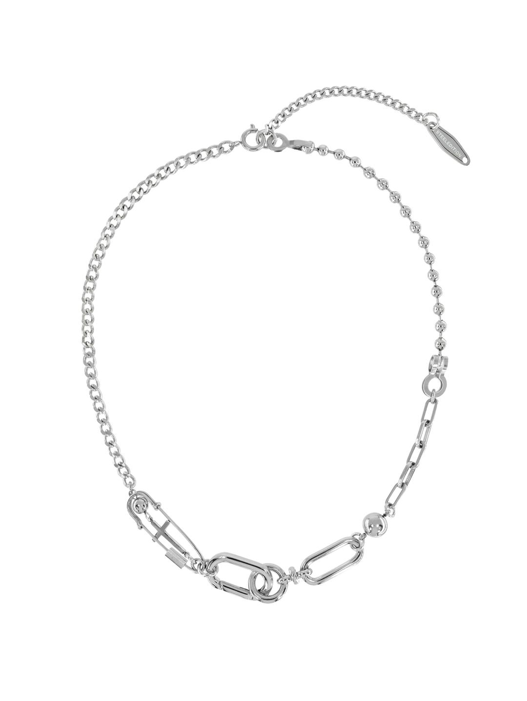 애쉬메트리 십자가 옷핀 목걸이