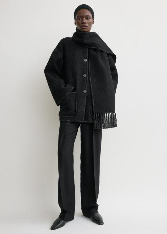 엠브로이더드 스카프 재킷 블랙 - 블랙 - TOTEME