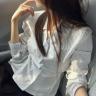 [주문폭주/일주일소요] 세로 스트라이프 타이 셔츠 블라우스 - 3col