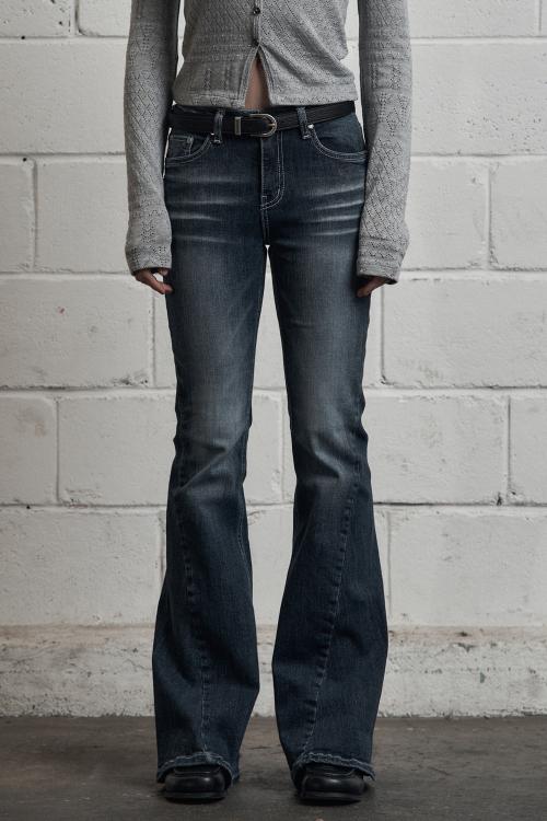 BRUSH CAT WASHING DENIM PANTS BLUE