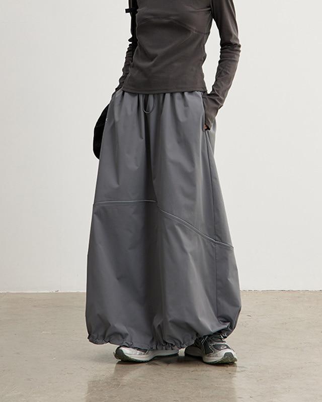 CRYINGCENTER 스트링 와이드 스포츠 스커트 (그레이)