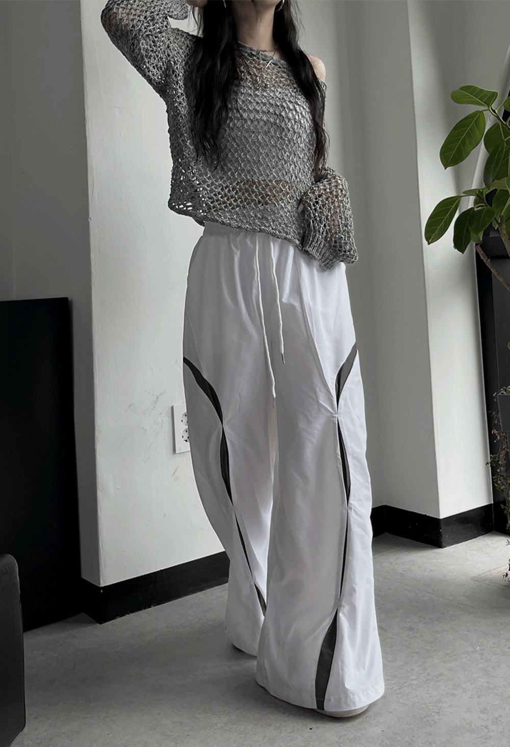 wave nylon banding pants