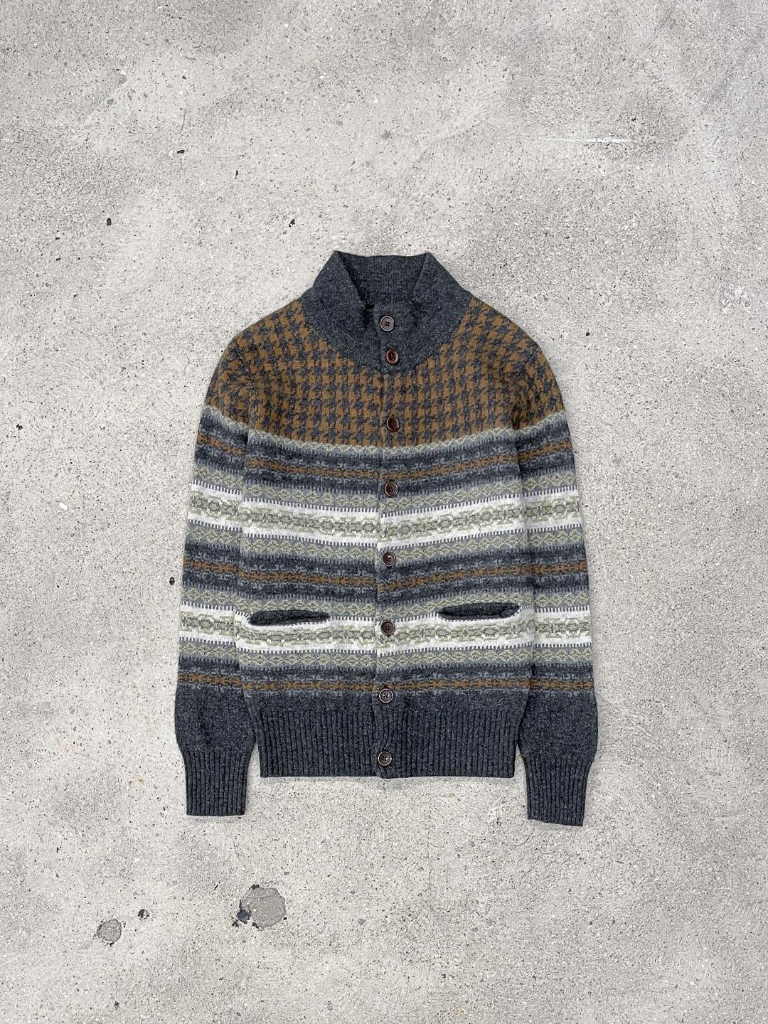 Patterned Button Pocket Cardigan S0273