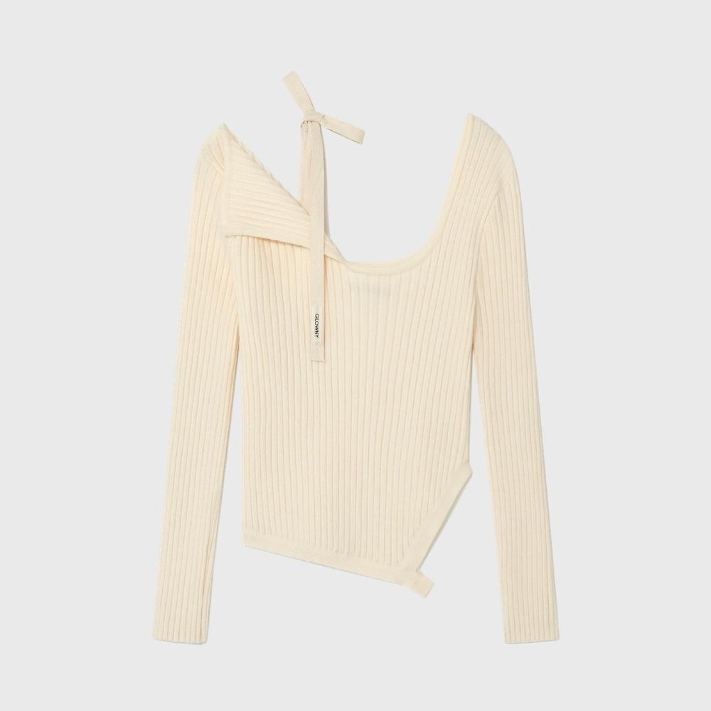 ISA ASYMMETRICAL KNIT TOP (CREAM)