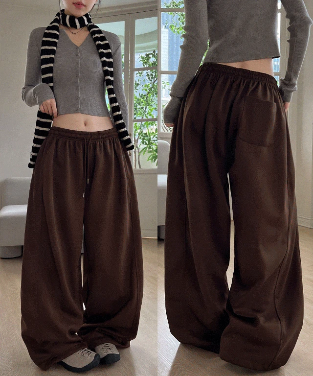 [숏&롱/사이즈선택] 에이 절개라인 와이드 트레이닝 롱 팬츠