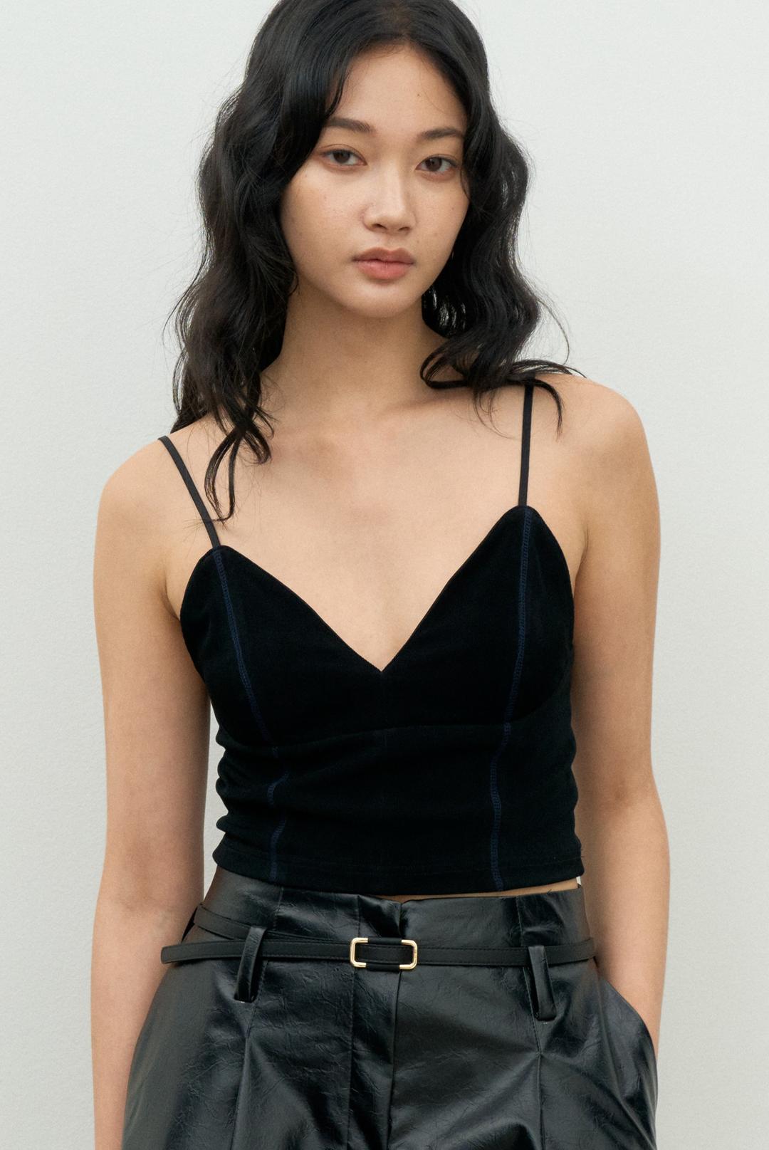 VELVET BUSTIER TOP (BLACK)