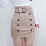 트렌치 h라인 타이트 벨트 스판 스커트/2color