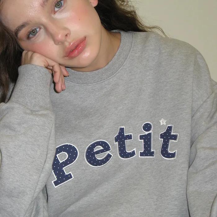 STAR BUTTON PETIT APPLIQUE SWEATSHIRTS GREY