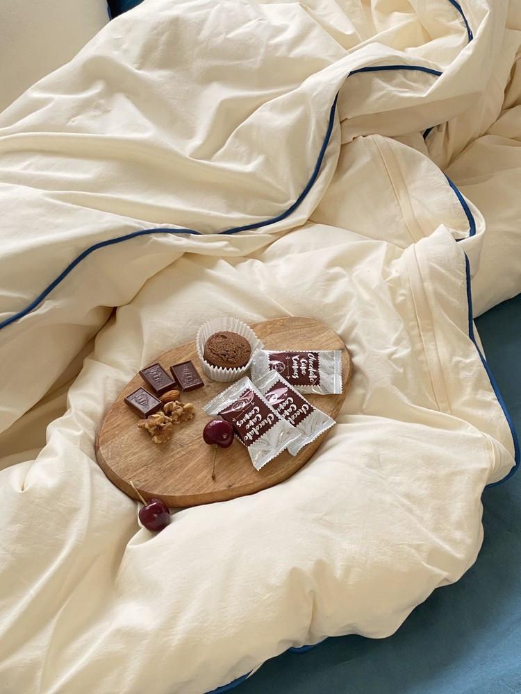 [선데이무드] 먼지없는 순면 광목 30수 아이보리틸블루 이불 커버