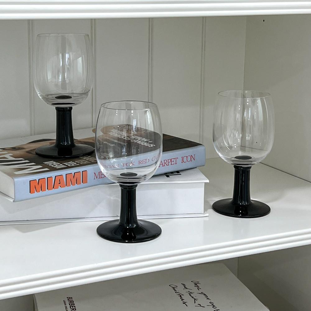 감성 와인잔 고블렛잔 샴페인 블랙 스템 포인트 글라스