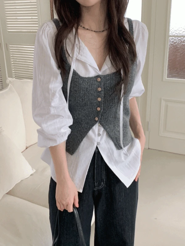 레운 버튼 니트뷔스티에