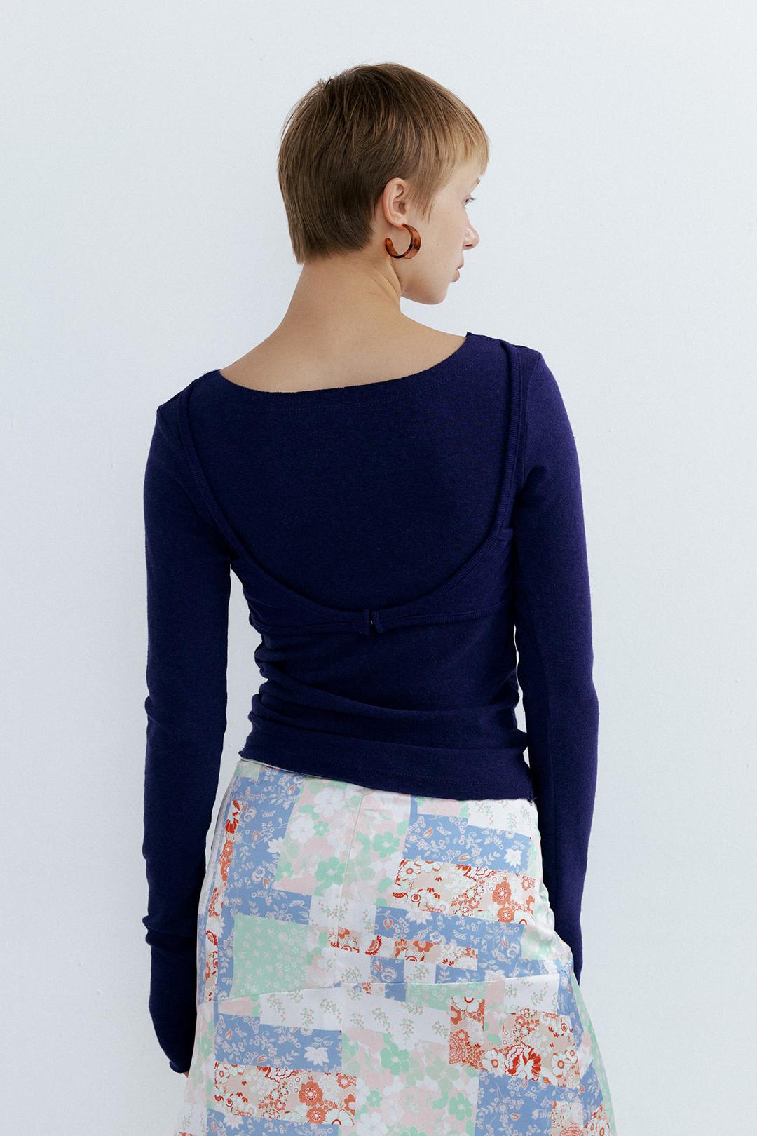 Back Buckle T-shirts_Ink Blue