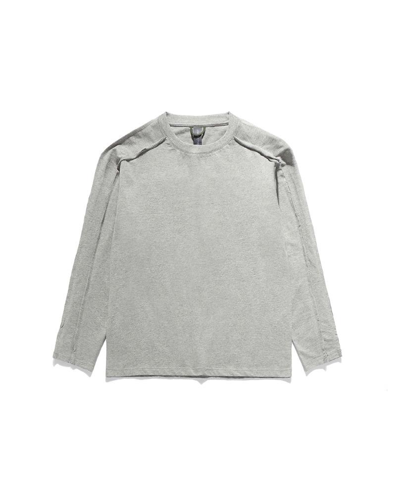 RAW EDGED CUT LONG SLEEVES / GREY MELANGE
