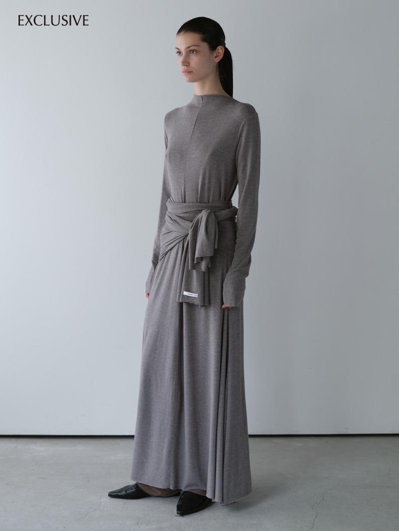 2nd / Back Button Maxi Dress (melange grey)