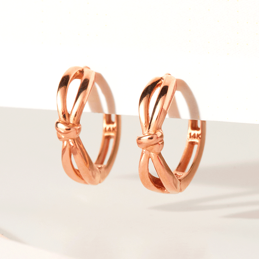 14/18k 꼬임 리본 원터치 링 귀걸이