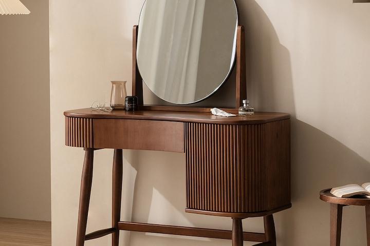 첼로 템바보드 원목 콘솔 수납화장대(거울포함) 2colors