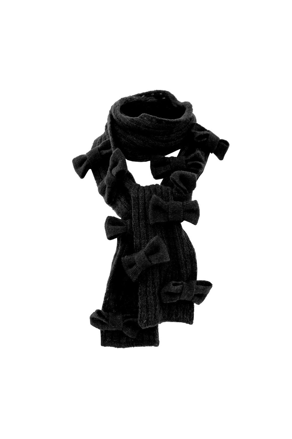 KNIT RIBBON MUFFLER BLACK