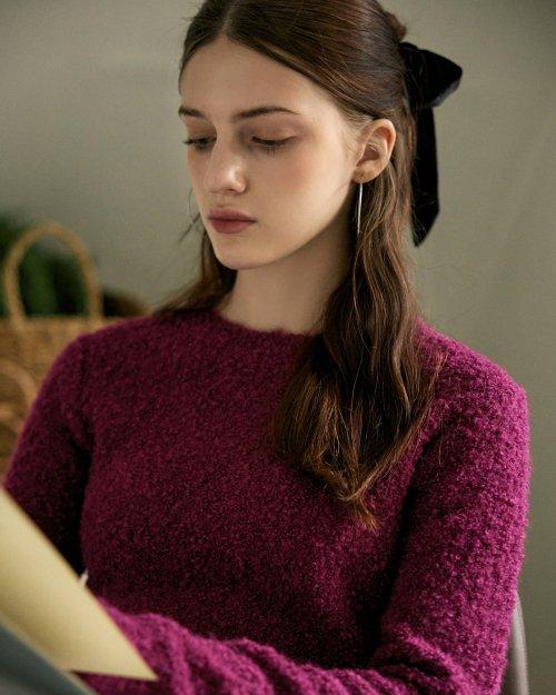 소프트 부클 니트 - 다크 푸시아