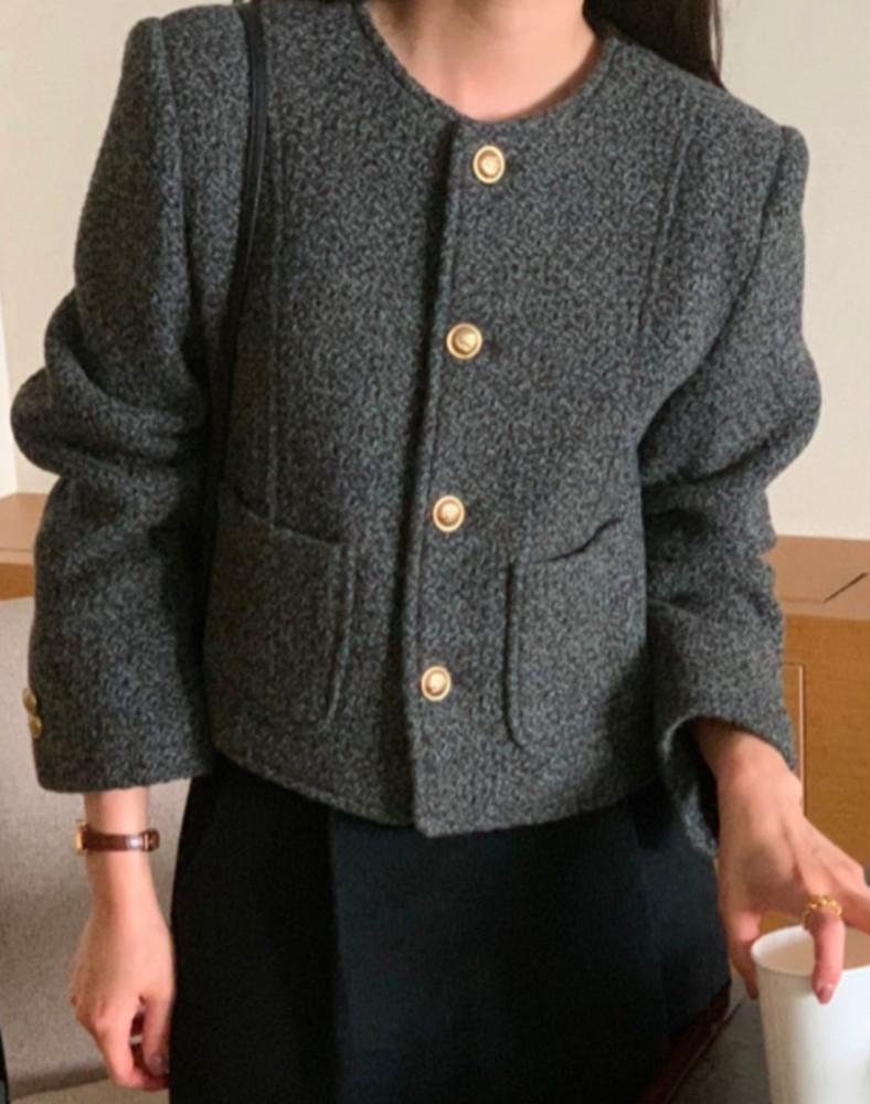 (무배) 이너프 레브 노카라 트위드 자켓 inouf