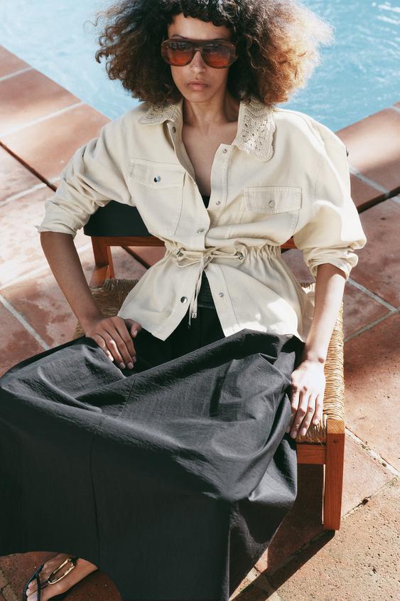 크로셰 라펠 사파리 재킷