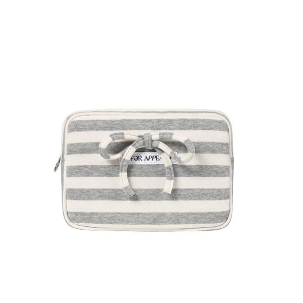 Ribbon pouch Stripe Gray