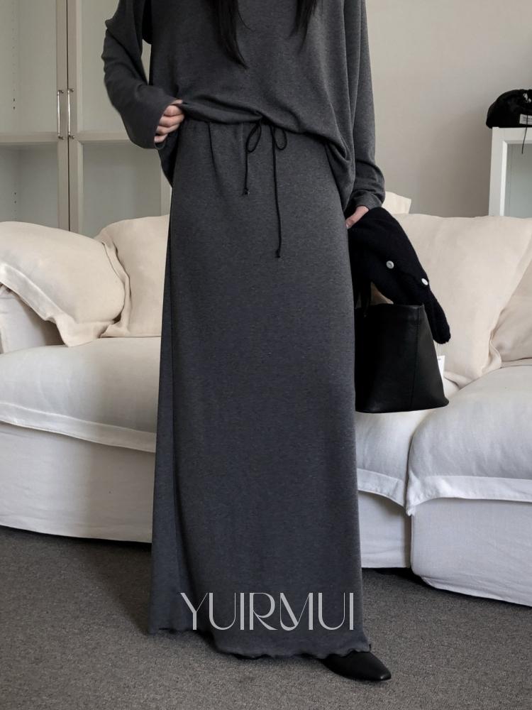 유이르무이 Le Butter 르버터 노튼 코튼 프릴 밴딩 맥시 롱 스커트 2color
