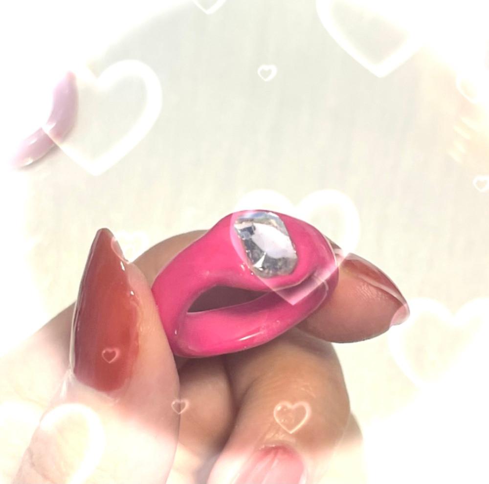 [ 카나에루 ] Raspberry Stone Ring 💞/ 클레이링 여름반지