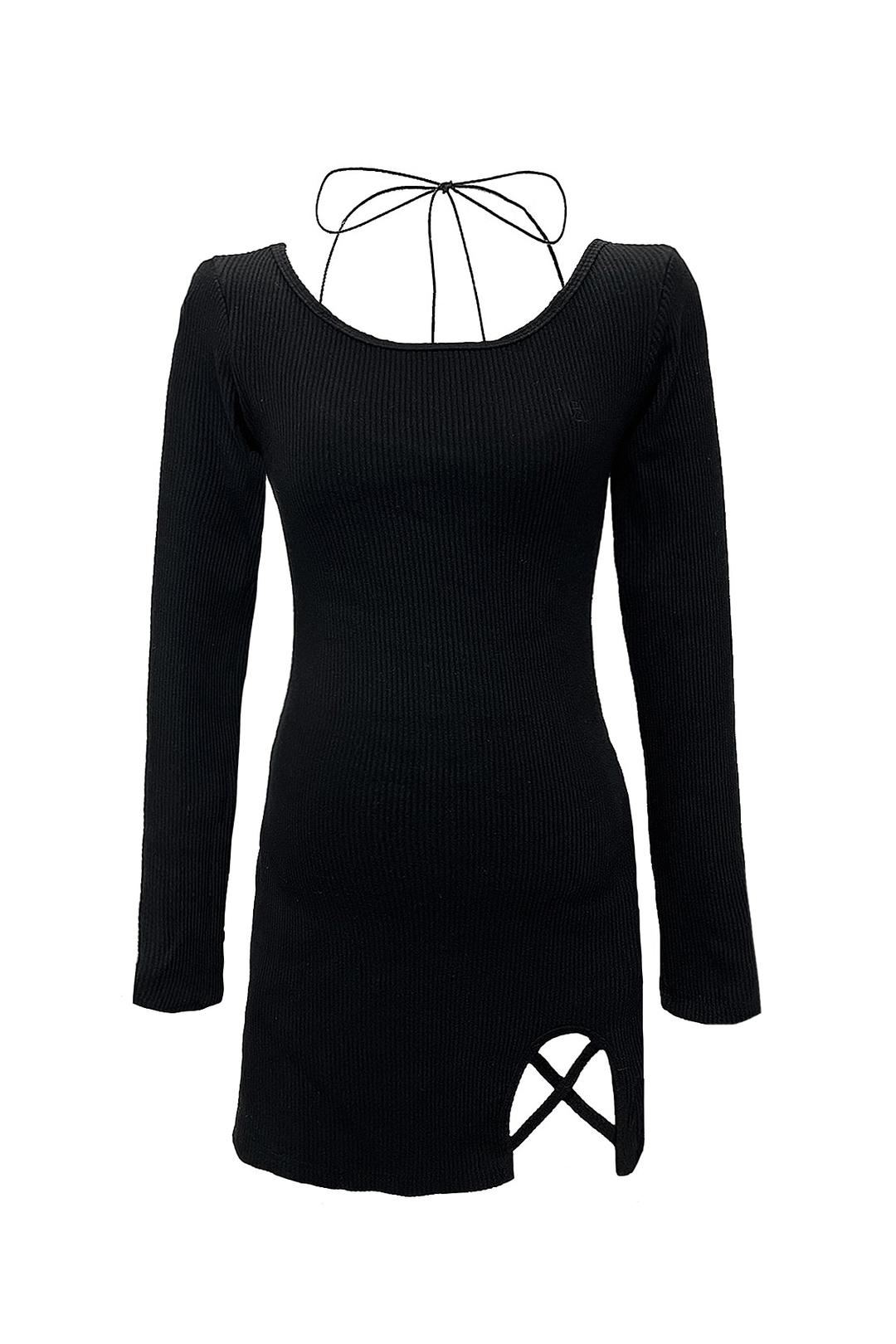 Logo ribbed dress