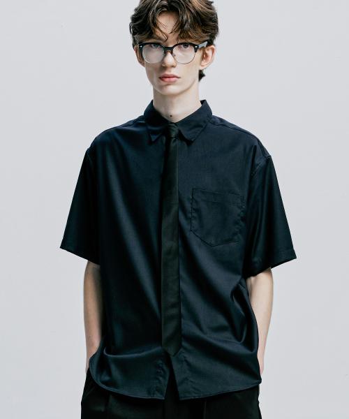 에스에스와이(SSY)  [슬림타이 세트] 파인 트윌 팁 하프 셔츠 다크인디고 - 사이즈 & 후기 | 무신사