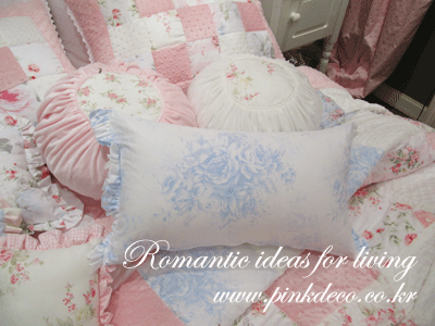 블루 로즈 사각 쿠션