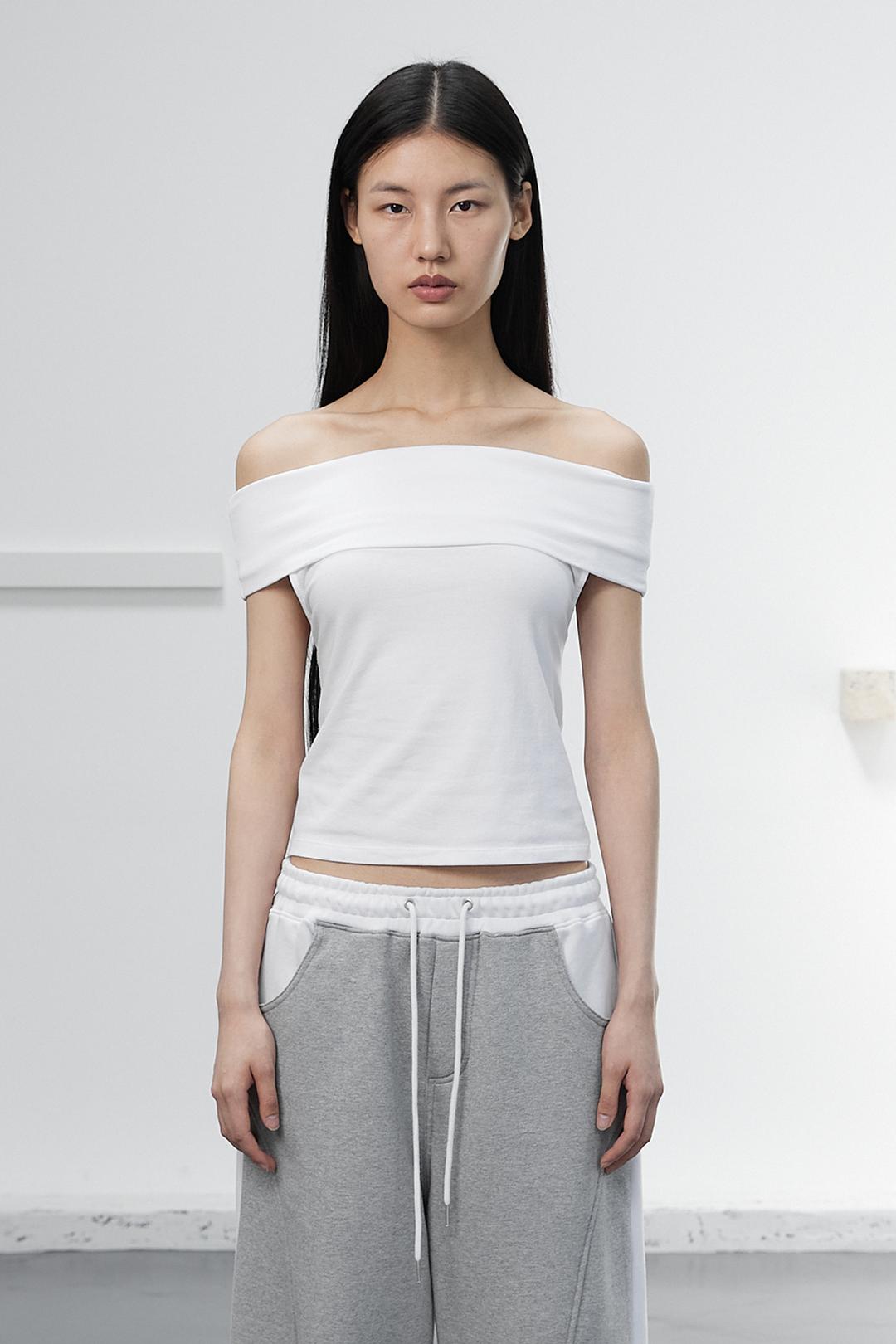 OFF SHOULDER BACK OPEN TOP / WHITE
