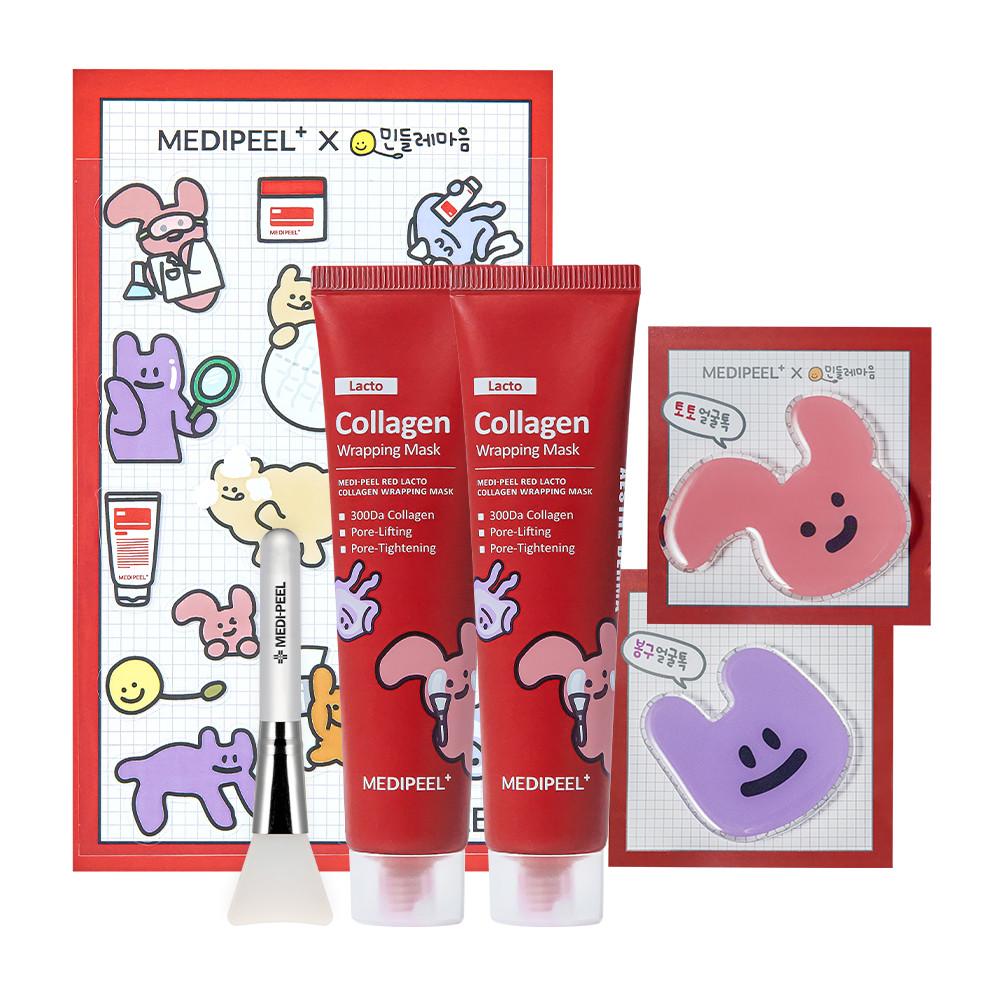메디필 레드 락토 콜라겐 랩핑 마스크 민들레마음 에디션(70ml+70ml+그립톡+스티커)