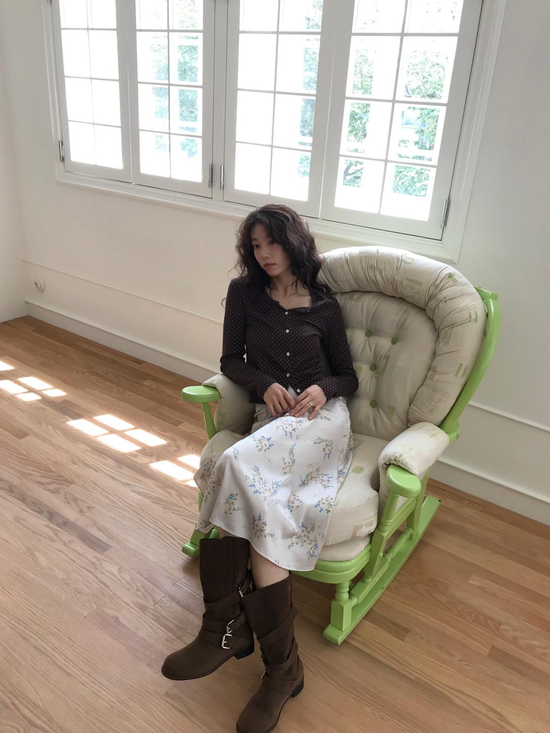 PREFRITT : dot cardigan [brown]