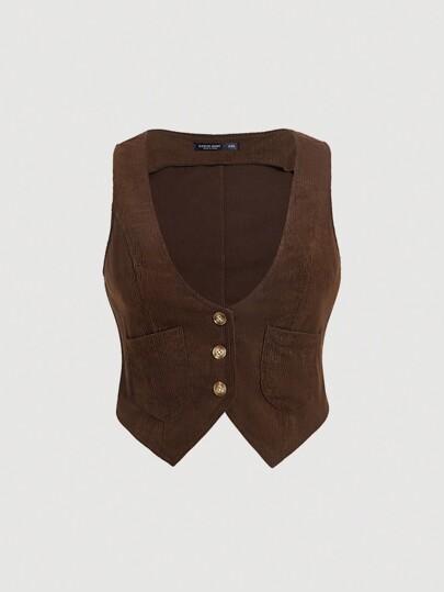 SHEIN MOD 빅 사이즈 앞 버튼 베스트 재킷